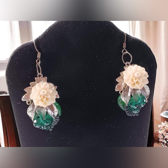 Jewelry - Vintage sterling upcycled assemblage dangle earrings. Earring hooks are stamped